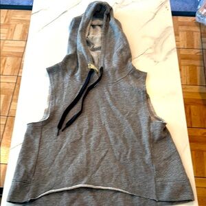 Gray hoodie sleeveless vintage sweatshirt top, small.